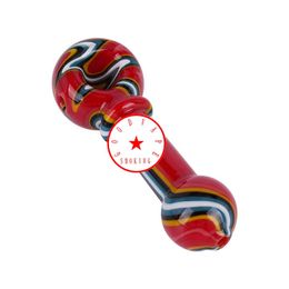 Latest Colorful Heady Smoking Glass Pipes Portable Wig Wag Style Dry Herb Tobacco Filter Spoon Bowl Innovative Handpipes Cigarette Holder