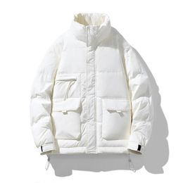 Men s Jackets Winter White Duck Down Jacket Stand Collar Casual Warm Parkas Solid Colour Fashion Zipper Pockets Streetwear Outerwear Men 231124