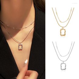 Chains Double Layered Necklace Ins Style Small Number Versatile Geometric Square Clavicle Chain Fashion Jewellery Female