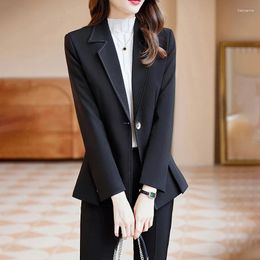 Women's Two Piece Pants Black Suit Jacket For Women Spring And Autumn Small Formal Wear Elegant Slim-Fitting Business