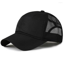 Ball Caps 59-65 Cm Big Head Men's Baseball Cap Summer Breathable Mesh Fabric Sun With Solid Black/Blue /Khaki Color Large Size Dad Ha