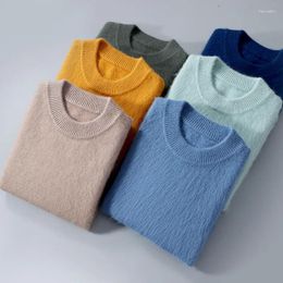 Men's Sweaters Autumn And Winter Mink Cashmere Sweater Half-Height Round Neck Padded With Wool Casual Bottoming Shirt