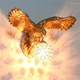 Wall Lamp Resin Eagle Art Decor TV Clock LED Lights Living Room Corridor Balcony Home Fixtures Home-appliance