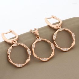 Necklace Earrings Set Elegant Luxury Women's Sets And Pendant 585 Rose Gold Colour Bridal Wedding High Quality Gifts