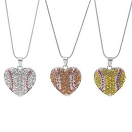 Charm Rhinestone Baseball Necklace Party Supplies Softball Pendant Necklace Love Heart Necklace