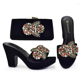 Dress Shoes 2023 Arrival Italian Design Heels And Bags Set Decorated With Rhinestone Women For Party Wedding