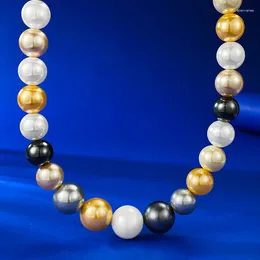 Chains Sparkling Lady Pearl Necklace Real 925 Sterling Silver Party Wedding Chocker For Women Anniversary Jewellery Gift