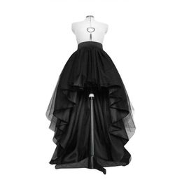 Skirts High Low Black Tulle Skirt Asymmetrial Hem Tutu Layered Wedding Bridal Gown High Waist Pleated Prom Skirt Gala Stylish Saia