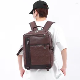 Backpack 2023 Est Cool Casual Men PU Leather Backpacks Boys Schoolbags Large Pockets High Capacity Students Books School Shoulder Bags