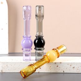 Colorful Smoking Tube One Hitter Thick Glass Portable Bong Herb Tobacco Pipes Cigarette Holder Handpipe Filter Screen Ball Mouthpiece Catcher Taster Bat Tips