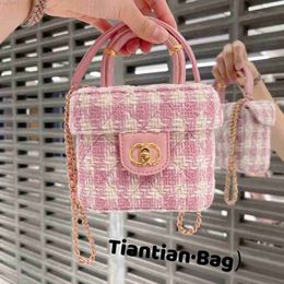 2024 Luxury Fashion Crossbody Bag %100 Designer Bags New 23s Woollen Makeup Box Chain Stripe Cute Diagonal Shoulder Handbag Women's