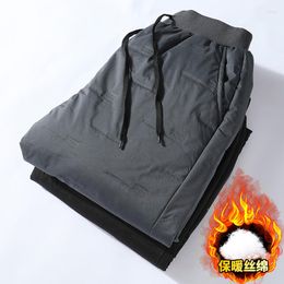 Men's Pants Men Fleece Warm Cargo Plus Size 5XL Loose Black Plush Thermal Drawstring Trousers 2023 Winter Sports Outwear Sweatpants