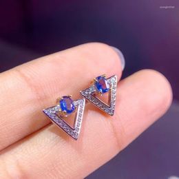 Stud Earrings Natural Sapphire Stone 925 Silver Gemstone Earring For Women Personality Annivesary