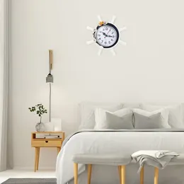 Wall Clocks Clock Ship Wheel Shape Beach Decorative Watch For Nautical Nursery Room Bedroom Decoration ( )