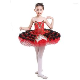 Stage Wear Children's Little Swan Dance Sling Ballet Skirt Lake Poncho Girl's Sequin Professional TUTU Dress