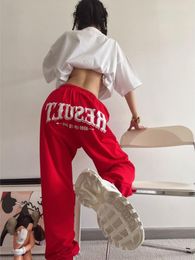 Capris Qweek Y2K Streetwear Kırmızı Jogging Sweatpants Kadın Hip Hop Harajuku Büyük Boy Joggers Sports Pants Kpop Mektup Baskı Pantolon