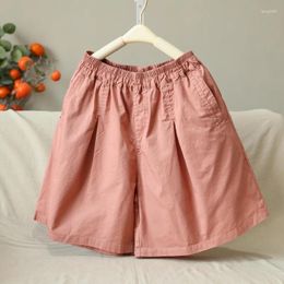 Women's Shorts Japan Style Mori Girl Cotton Loose Solid Colour Elastic Waist Casual Women Summer