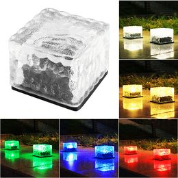LED Ice Cube Lights, Solar Glass Brick Light, LED Landscape Light Buried Light Square Cube, Frosted Glass Light for Outdoor Path Road Yard Christmas