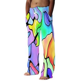 Men's Pants Men's Rainbow Straight Trousers 3D Print Elastic Drawstring Design Front Pocket Pants Graphic Colorful Pattern Comfort Soft 231124