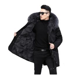 Men's Fur Faux 2023 style to overcome men's whole mink inner fur long coat thermal jacket 231124