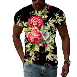 Men's T Shirts Summer Men And Women's 3D Rose Printed T-shirt Fashionable Casual Round Neck Short Sleeves Polyester Fiber.