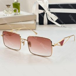 Women Pink Lens Sunglasses Designer Sunglasses Enamel Craft Triangle Logo High Quality Metal Framed Sun Glasses With Box