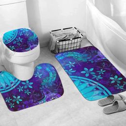 Toilet Seat Covers Polynesian Home Set Tribal Watercolor Surfacing Splash Bathroom 3D Print Pedestal Rug Lid Cover Bath Mat