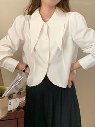 Women's Blouses Circyy Blouse Women Shirts White Tops Turn-down Collar Long Sleeve Slim Button Up Shirt 2023 Office Lady Single Breasted