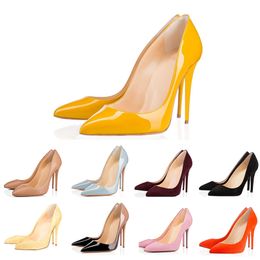 Dress Shoes fashion high heels for women designer party wedding triple black nude yellow pink glitter spikes luxury pumps 35-42