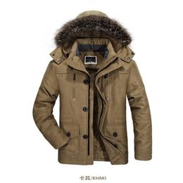 Men's Down Parkas 2023 Winter Jacket High Quality Hooded Fur Collar Multi Pocket Cargo Casual Business Cotton Padded Men 7XL 231124