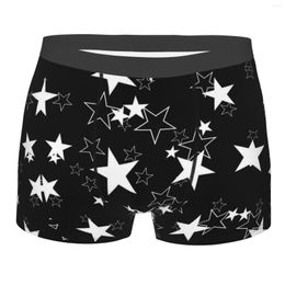 Underpants Stars Black And White Men Sexy Underwear Boxer Hombre Boys Polyester Print Soft Briefs Boxershorts