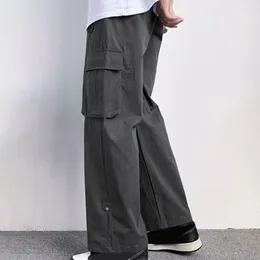 Men's Pants Hip Hop Versatile Cargo Stylish Streetwear Trousers With Multiple Pockets Comfortable Fit Wide Leg Design Men