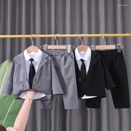 Clothing Sets Baby Boy Fashion Formal Suit Children Gentleman Tie 3-piece Spring Autumn Long Sleeve Shirt Jacket