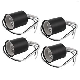 Lamp Holders 4X E27 Ceramic Screw Base Round LED Light Bulb Socket Holder Adapter Metal With Wire Black