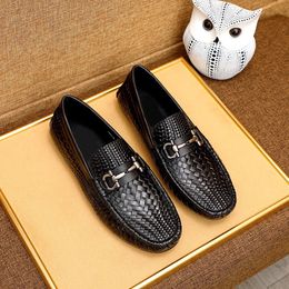 2023 Male Slip On Dress Shoes Mens Brand Designer Genuine Leather Casual Loafers Comfortable Business Flats Size 38-45