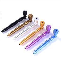 Smoking Pipes New aluminum alloy pipe portable, detachable, washable, multi-color pipe with cover dual purpose long handle cigarette rod