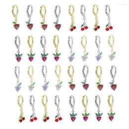 Hoop Earrings 2023 Arrivals Sweet And Cute For Women Grape Apple Strawberry Cherry Fruit Pendant Drop Earings Charms Fashion Gifts