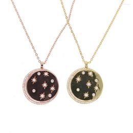 Pendant Necklaces Moon Shaped Star Signet Cz Necklace For Women Round Coin Charm Fashion Jewellery