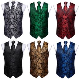 Men's Vests Black Vest for Man Wedding Party Business Sleeveless Male Waistcost Necktie Brooch Pocke Square Cufflinks Bowtie Set Wholesale 230425