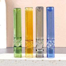 Colourful Smoking Twist Tube One Hitter Pyrex Thick Glass Portable Bong Herb Tobacco Pipes Cigarette Holder Handpipe Philtre Mouthpiece Catcher Taster Bat Tips DHL