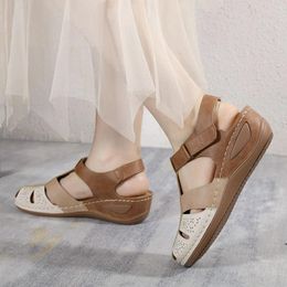 Dress Shoes Women's Wedge Sandals Summer 2023 In Fashion Designer Colour Blocked Party Woman Casual Comfort Beach Footwear