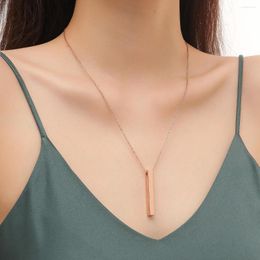 Pendant Necklaces Women's Necklace Metal Geometric Simple Small Long Rectangular Real Gold Plated Clavicle Chain