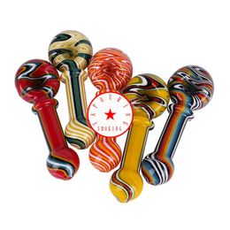 Colorful Wig Wag Style Pyrex Thick Glass Hand Pipes Handmade Portable Filter Herb Tobacco Spoon Bowl Smoking Bong Cigarette Holder Tube DHL