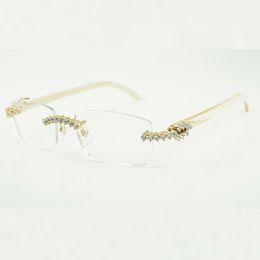 Factory direct sales of new 5.0 mm endless diamond glasses 3524012 with natural white buffalo legs and 56 mm clear lenses