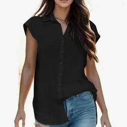Women's Blouses Women Summer Shirt Solid Casual Short Sleeve Botton V Neck Tops Retro Ethnic Style Slim Blouse For Sexy Bluzki Damskie 2023