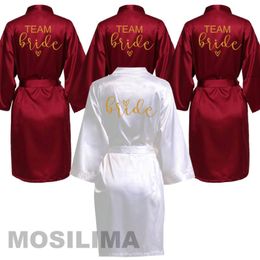 Women's Sleepwear Wedding Party Team Bride Robe Kimono Satin Pyjamas Bridesmaid Bathrobe SP062Women's