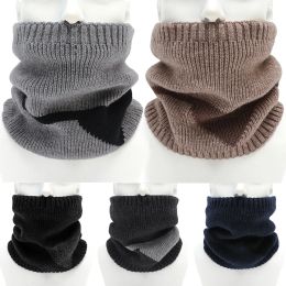 Unisex Knitted Ring Scarf Winter Warm Thicken Fleece Snood Collar Scarves Outdoor Windproof Cycling Face Cover Bufanda Muffler