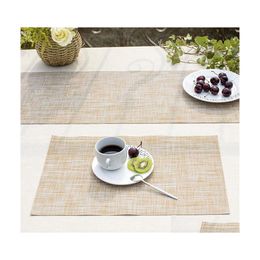 Mats Pads Wholesale 6 Colours Woven Western Food Mat European Style 45X30Cm Pvc Placemat El Spinning Linen Thick Insation Dh0411 Dr Dhgsd