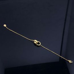 Ladis Luxury Fashion Brand C Hand Rope Bracelet Bangle Small Double Ring Titanium Steel 18k Rose Gold Womens Love Couple Bracelets 2304263BF
