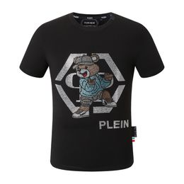 24ss Plein Bear t Shirt Mens Designer Tshirts Brand Clothing Rhinestone Pp Skulls Men T-shirt Round Neck Ss Teddy Glass Hip Hop Tshirt Top Tees 161270